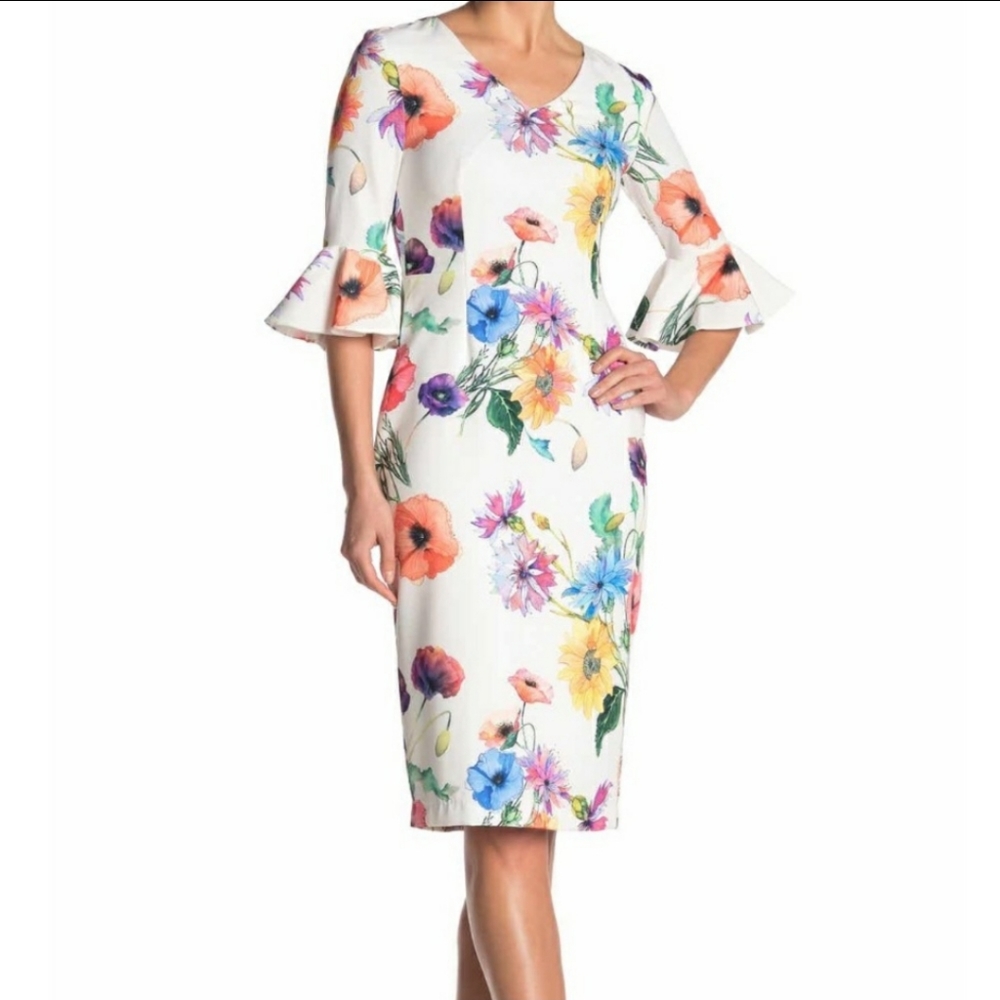 Alton Gray | Flared Sleeve Floral Print Dress